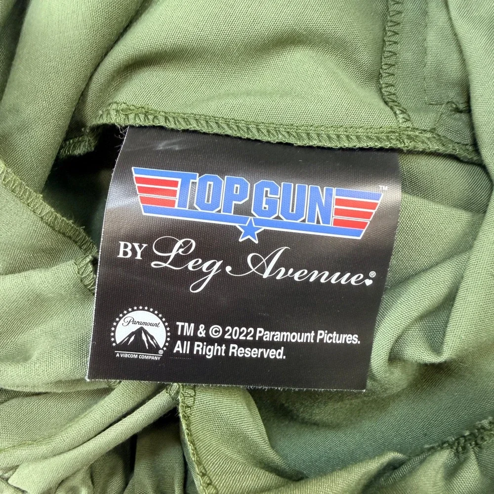 Leg Avenue Top Gun Maverick Flight Dress Olive Green Ruffle Hem Costume Sz M - Picture 4 of 8